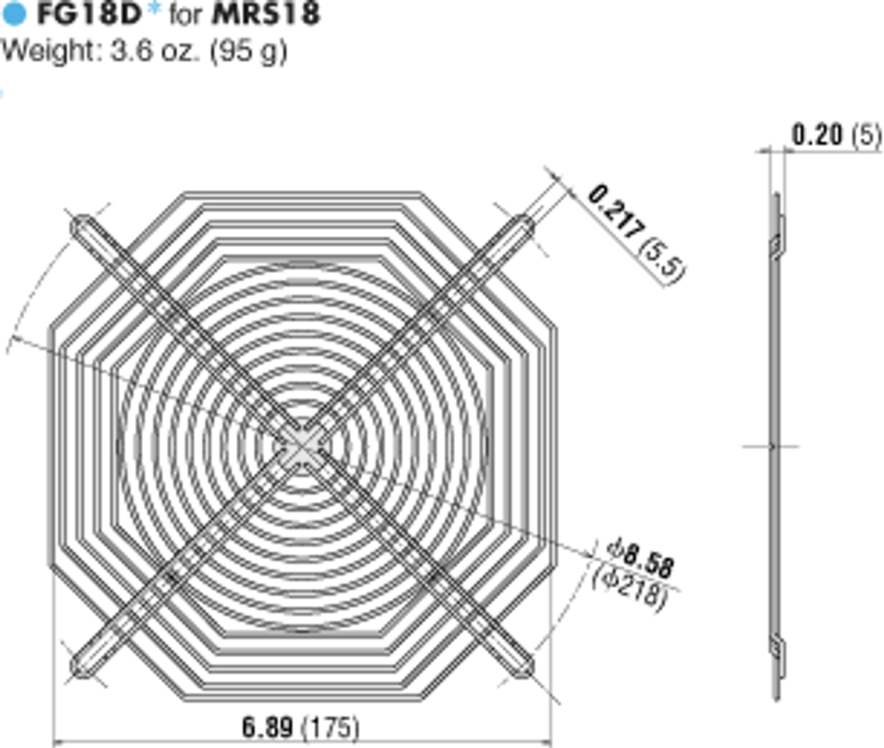 T-MRS18-BUL-G - Dimensions