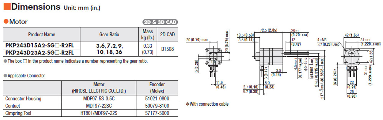 PKP243D23A2-SG18-R2FL - Dimensions