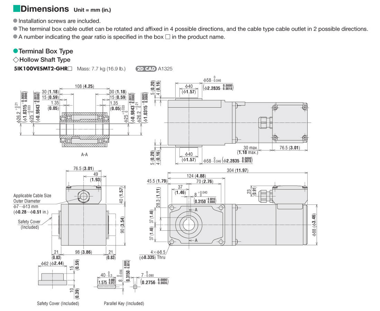 5IK100VESMT2-GHR120 - Dimensions