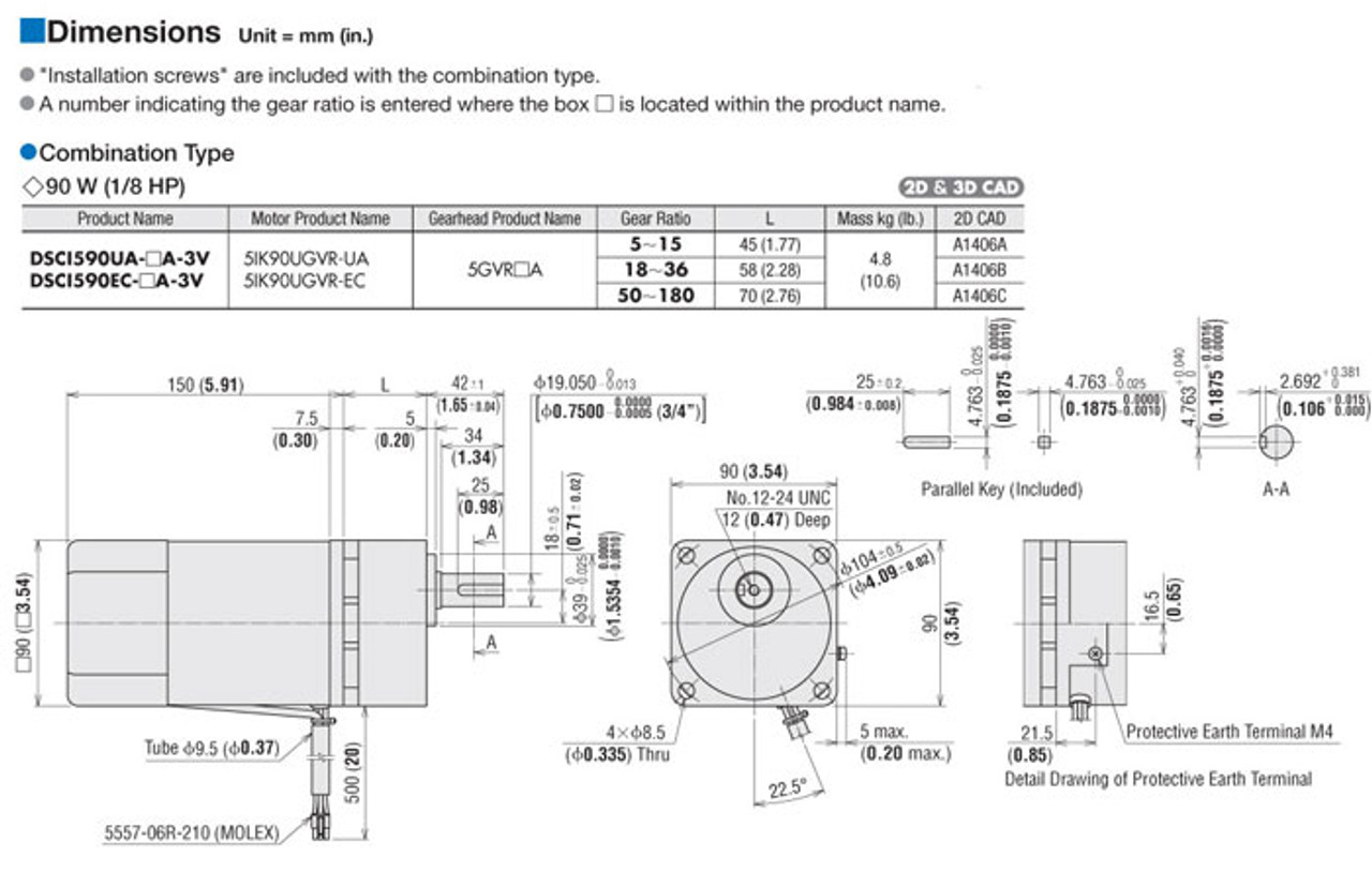 5IK90UUA-100A - Dimensions