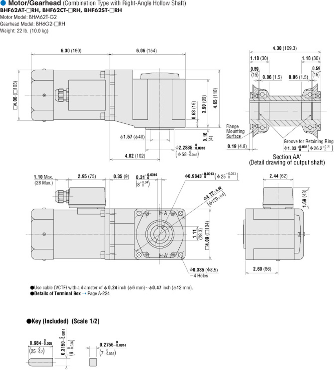 BHM62T-G2 / BH6G2-15RH - Dimensions