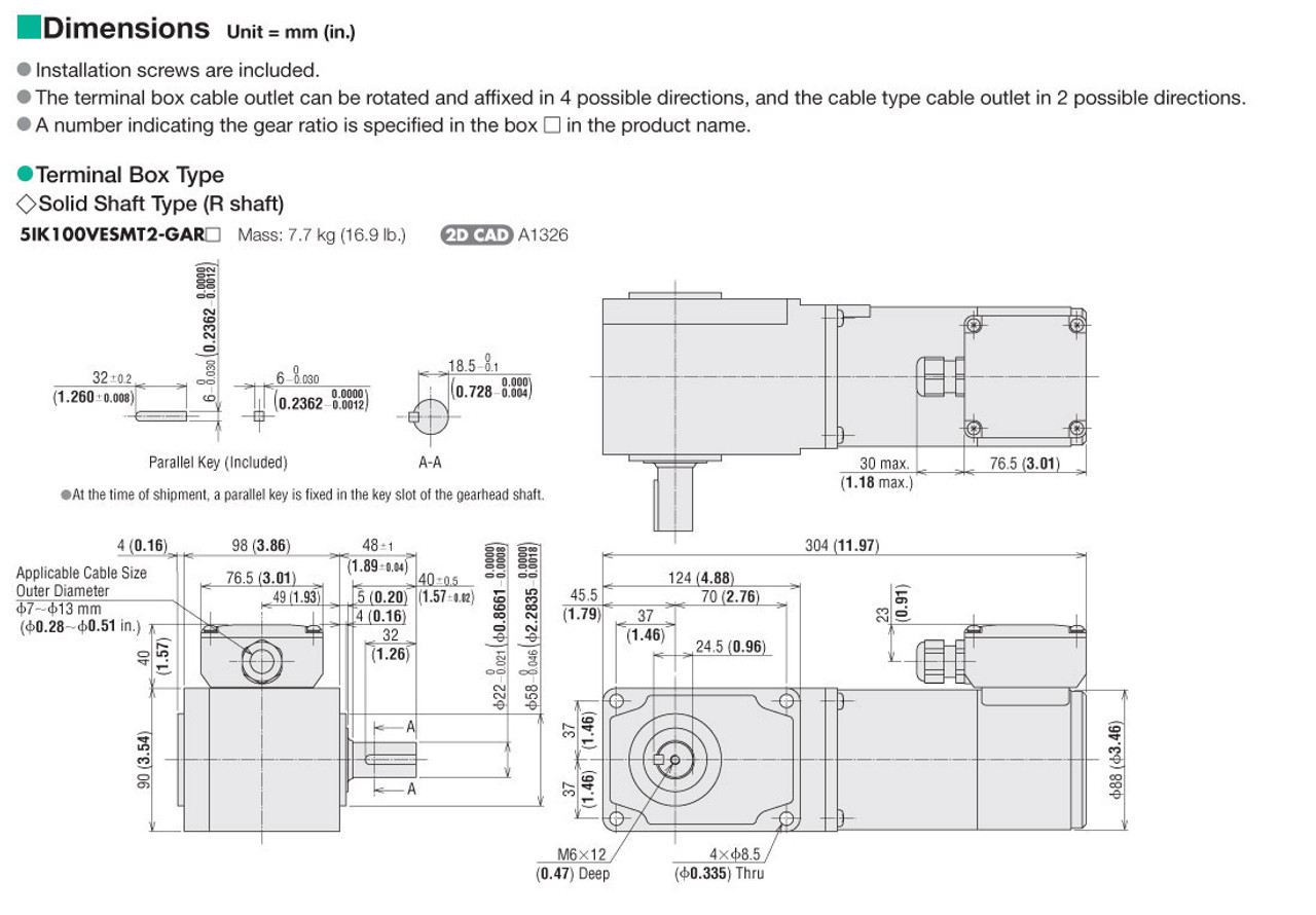 5IK100VESMT2-GAR7.5 - Dimensions