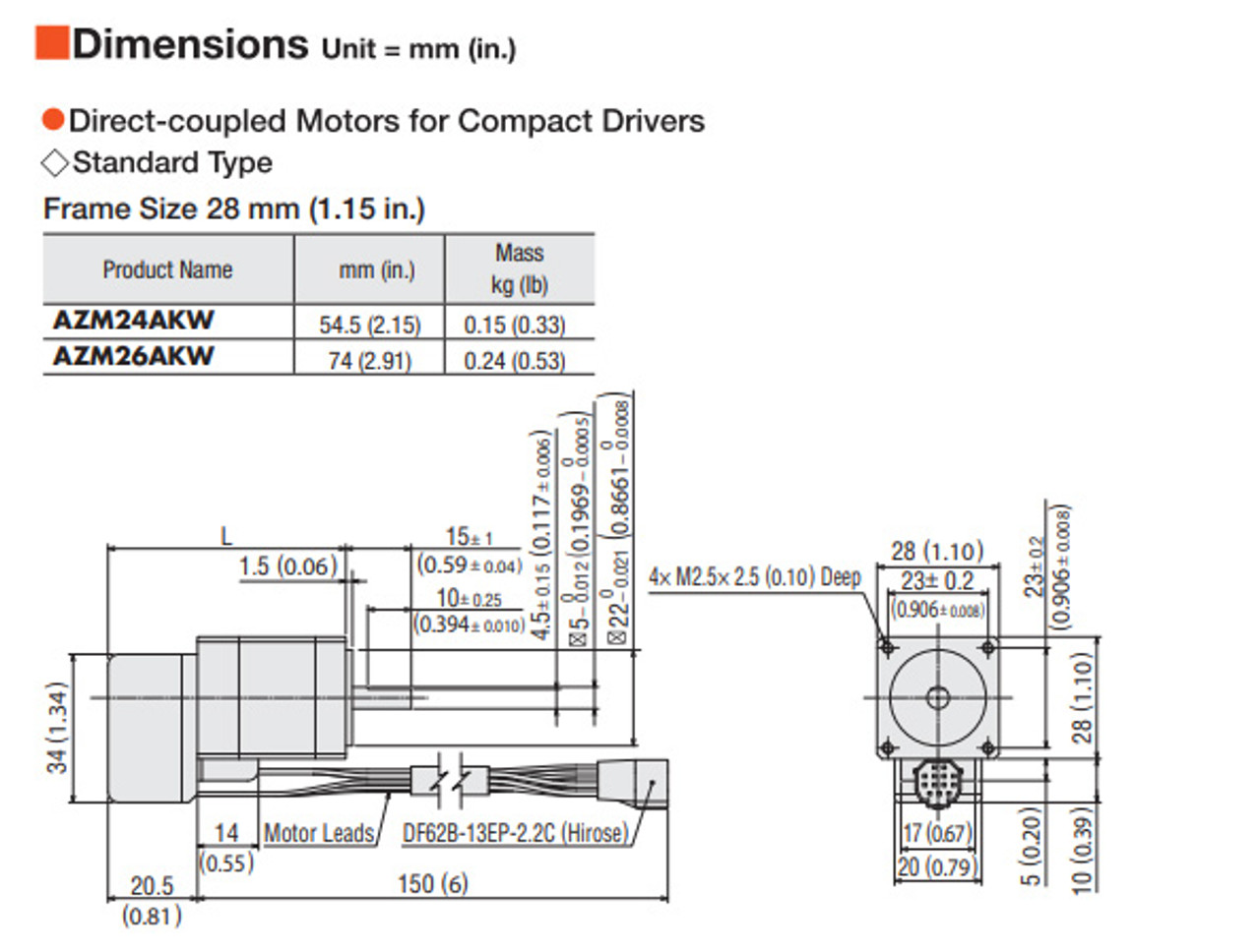 AZM24AKW - Dimensions