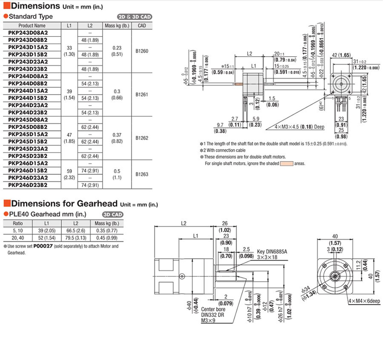 PKP244D15A2 / PLE40-20B / P00027 - Dimensions