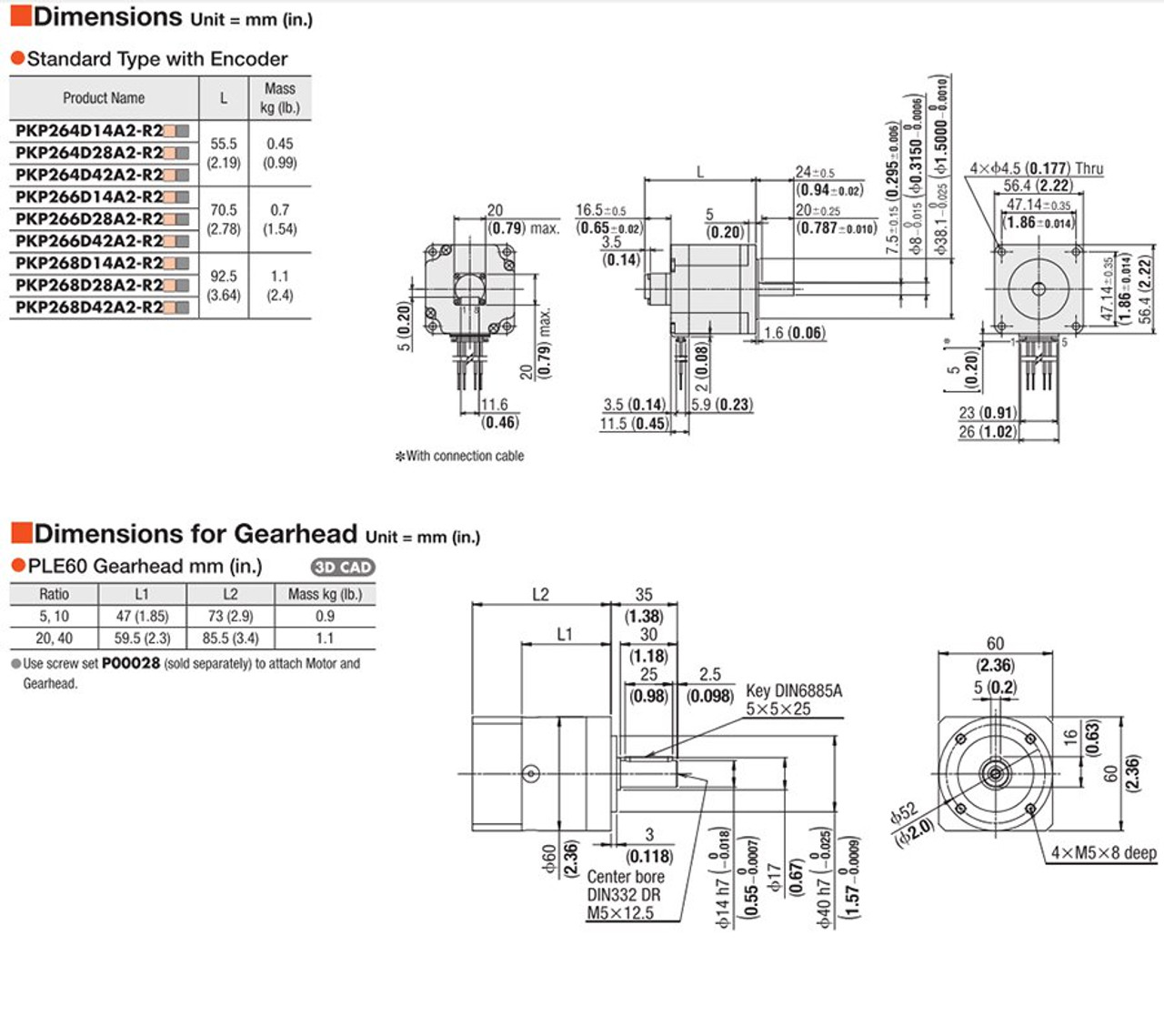 PKP264D14A2-R2E / PLE60-20B / P00028 - Dimensions