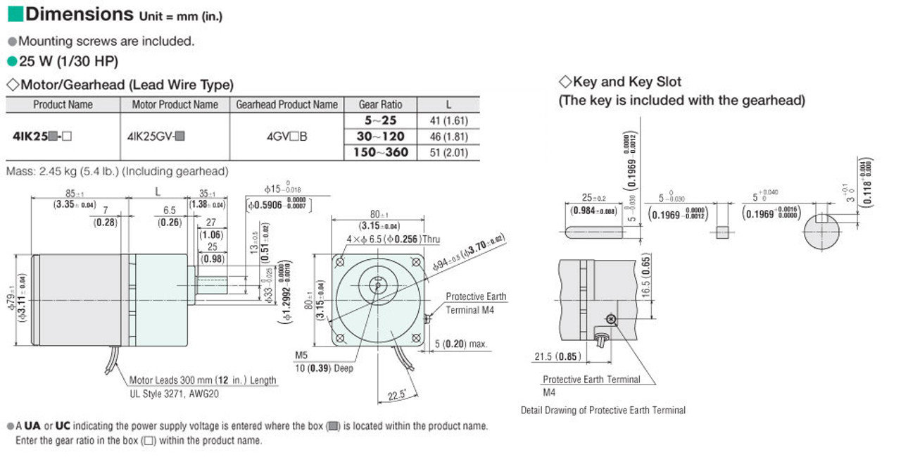 4IK25UA-180 - Dimensions