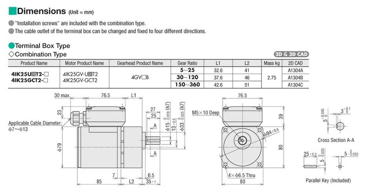 4IK25UCT2-180 - Dimensions