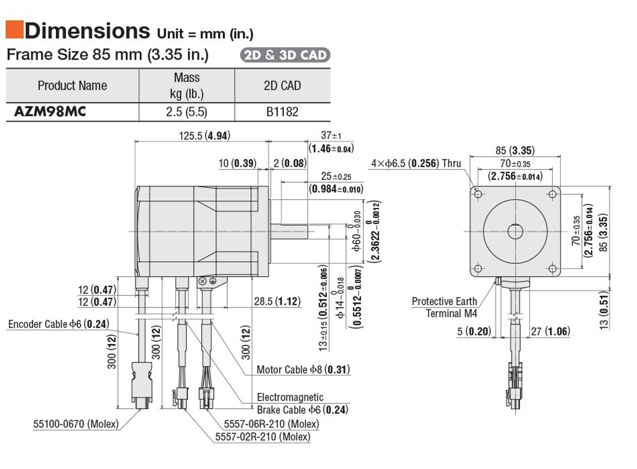 AZM98MC - Dimensions