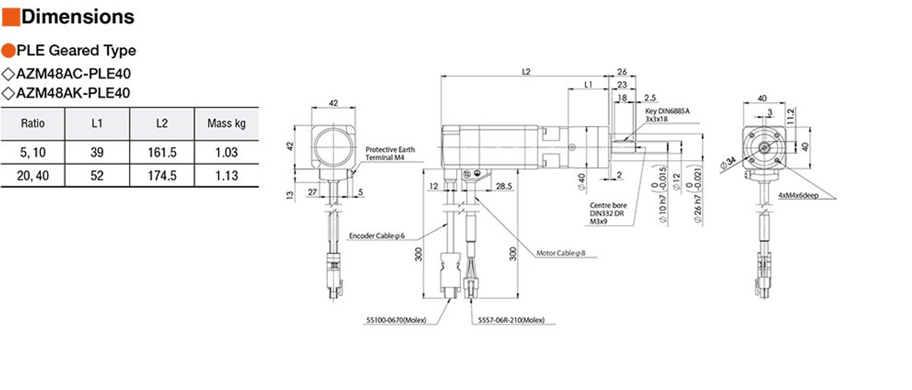 AZM48A0K / PLE40-10C / P00024 - Dimensions