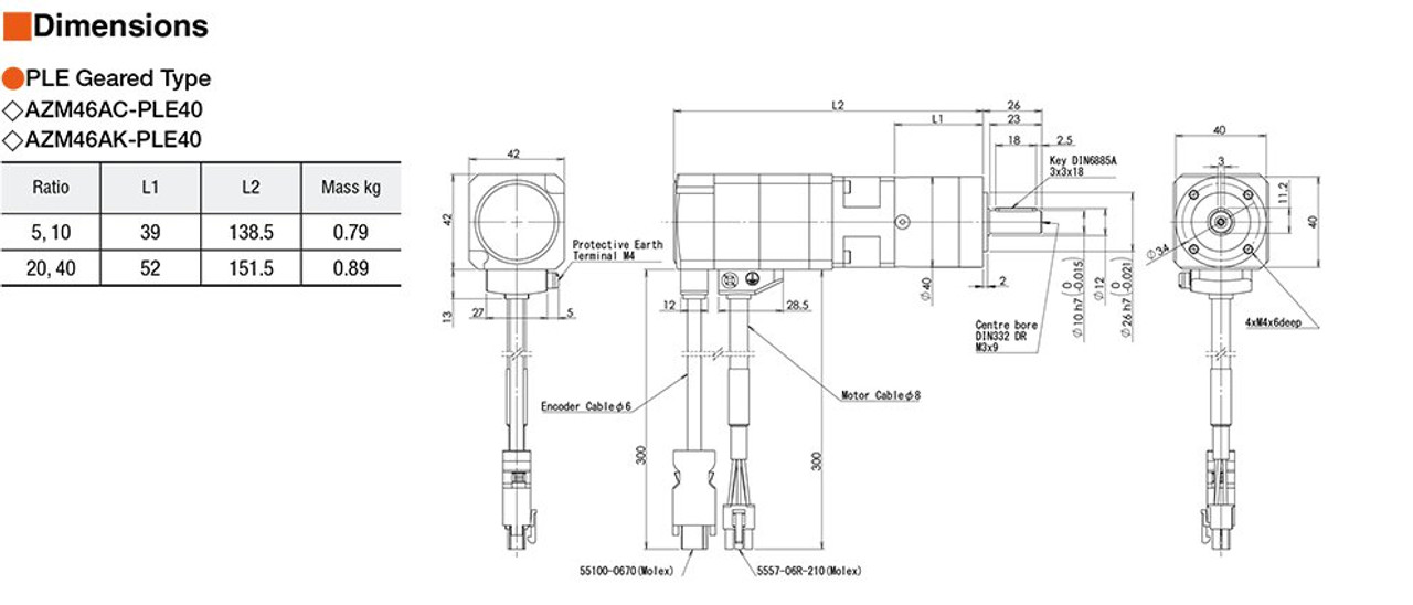 AZM46A0C / PLE40-20C / P00024 - Dimensions