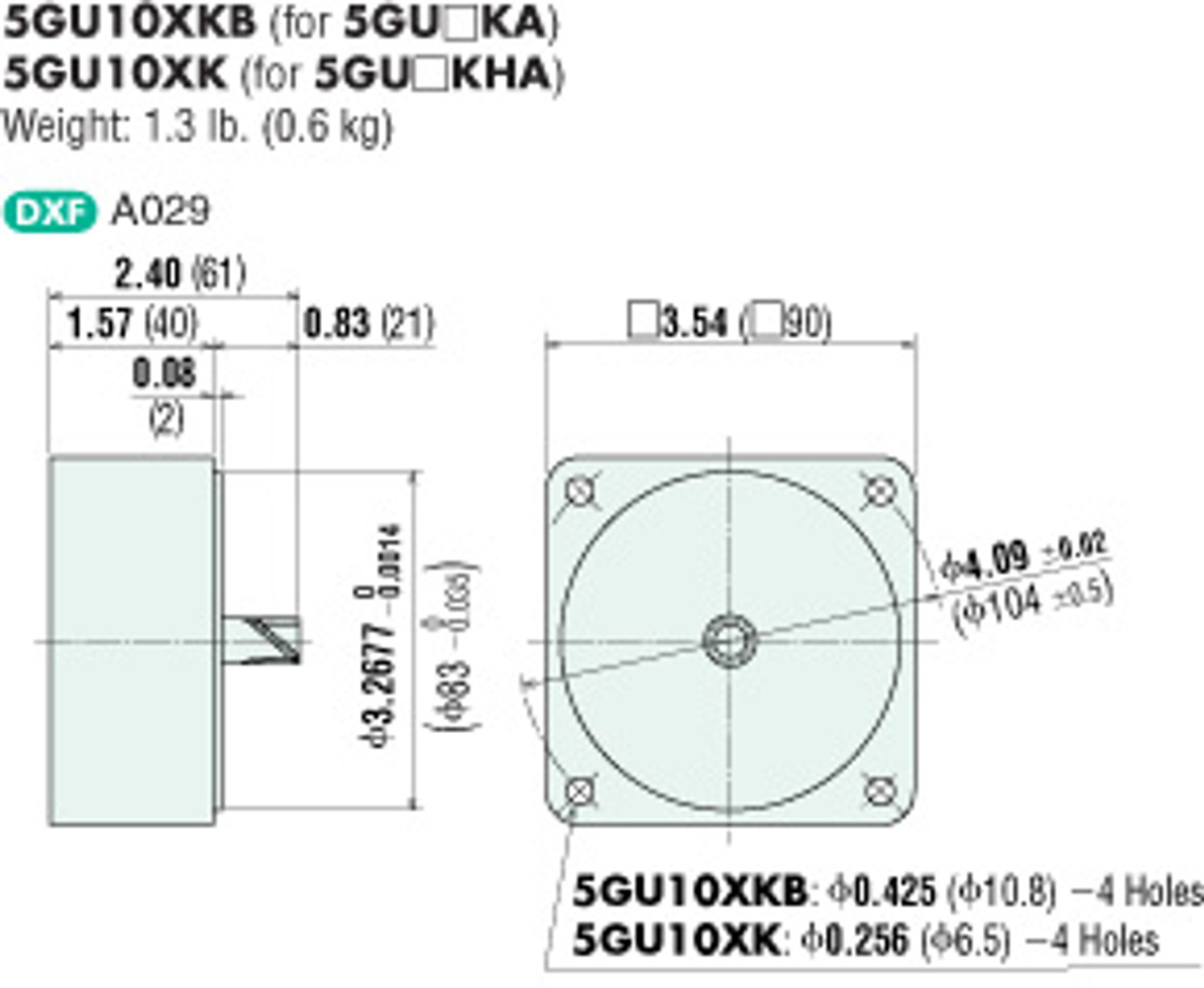 5GU10XK - Dimensions