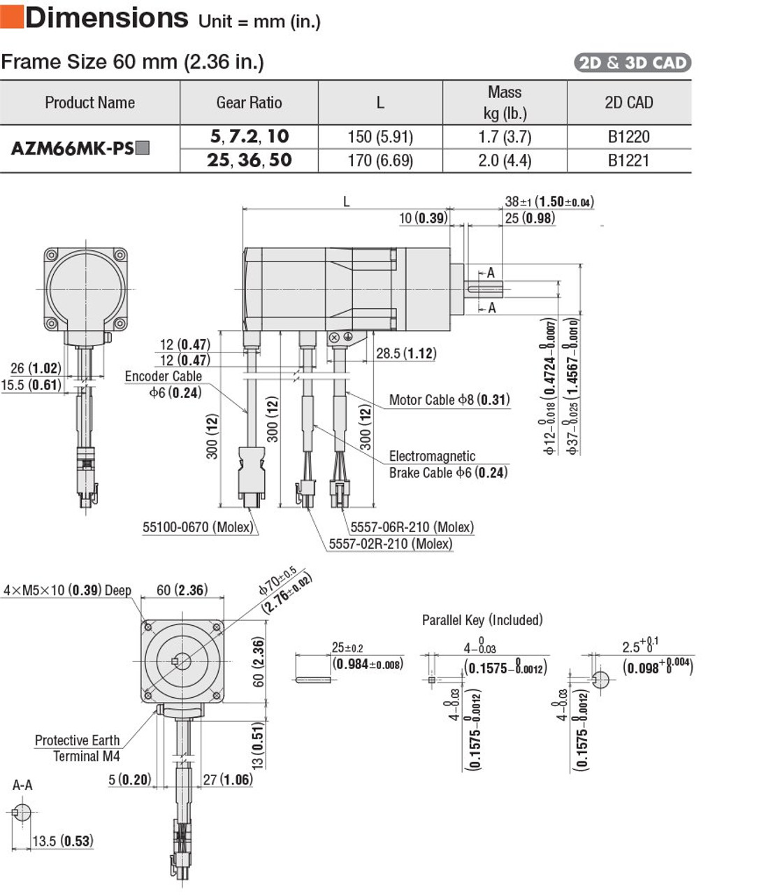 AZM66MK-PS5 - Dimensions