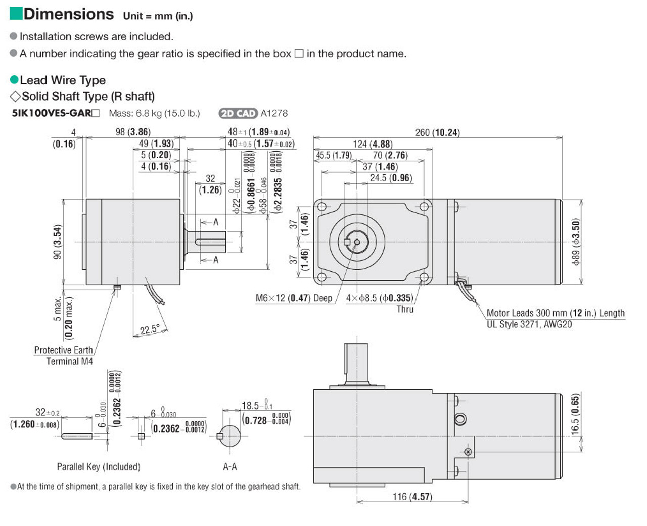 5IK100VES-GAR10 - Dimensions