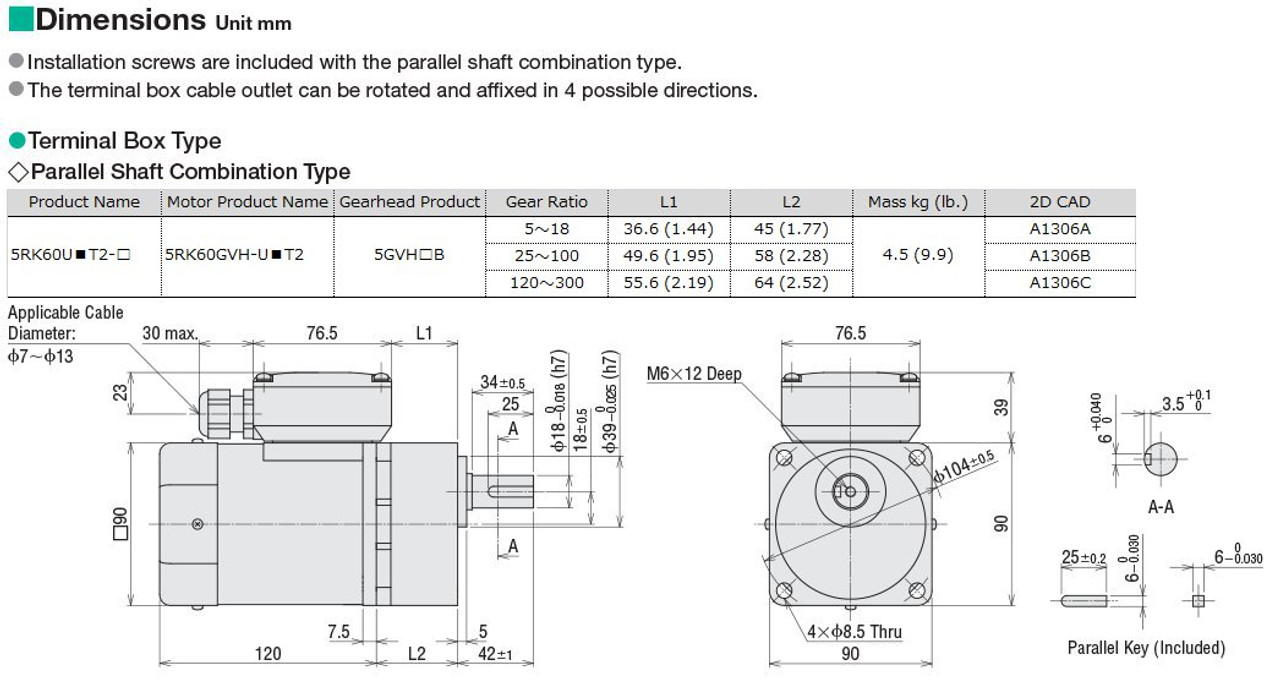 5RK60UAT2-18 - Dimensions