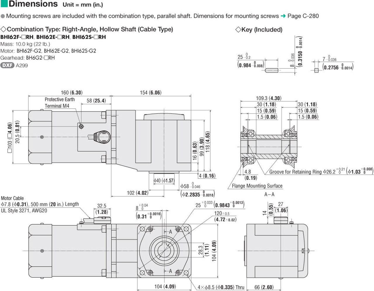 BHI62E-75RH - Dimensions