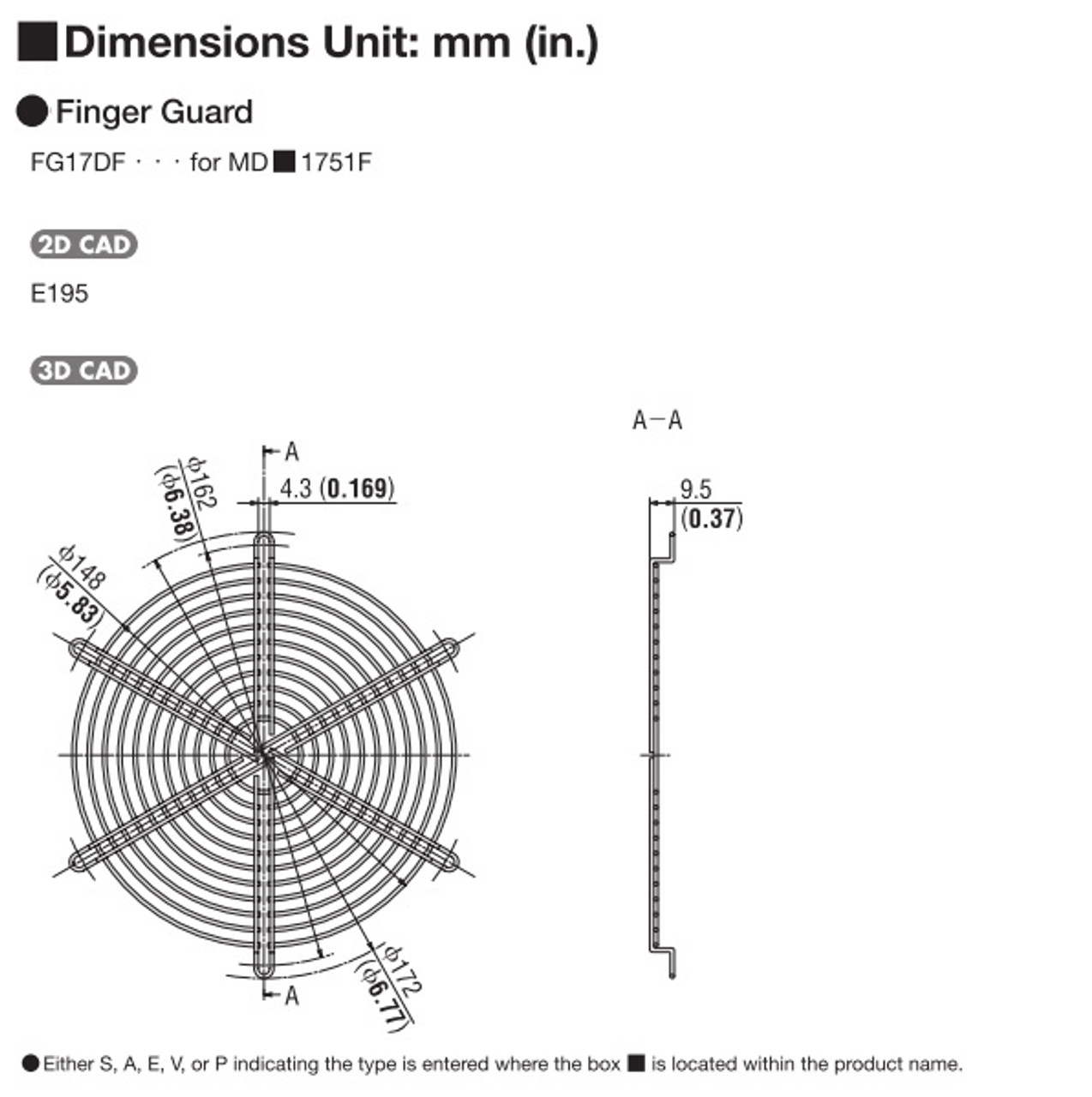 A-1751F-G - Dimensions