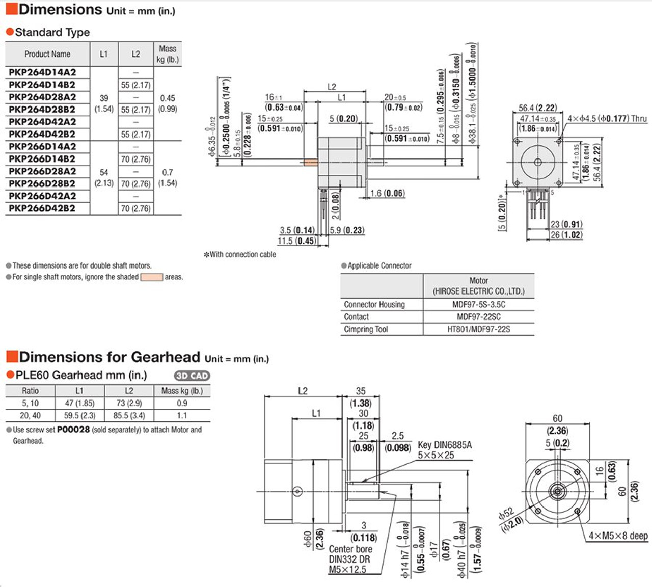 PKP264D42B2 / PLE60-20B / P00028 - Dimensions