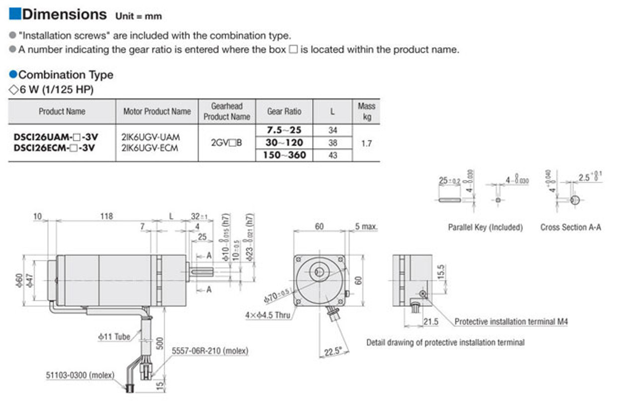 2IK6UECM-250 - Dimensions