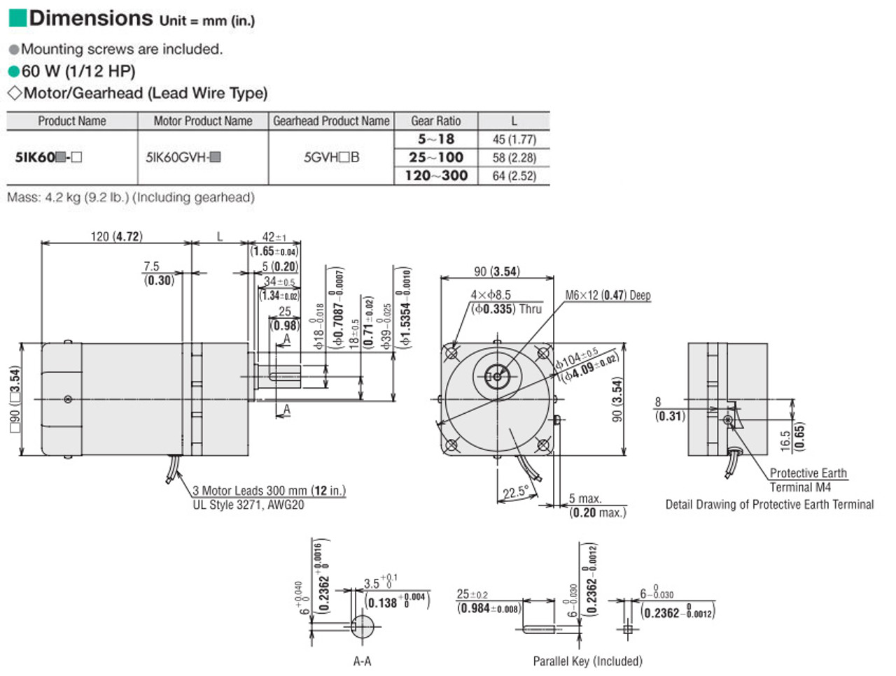 5IK60UA-36 - Dimensions