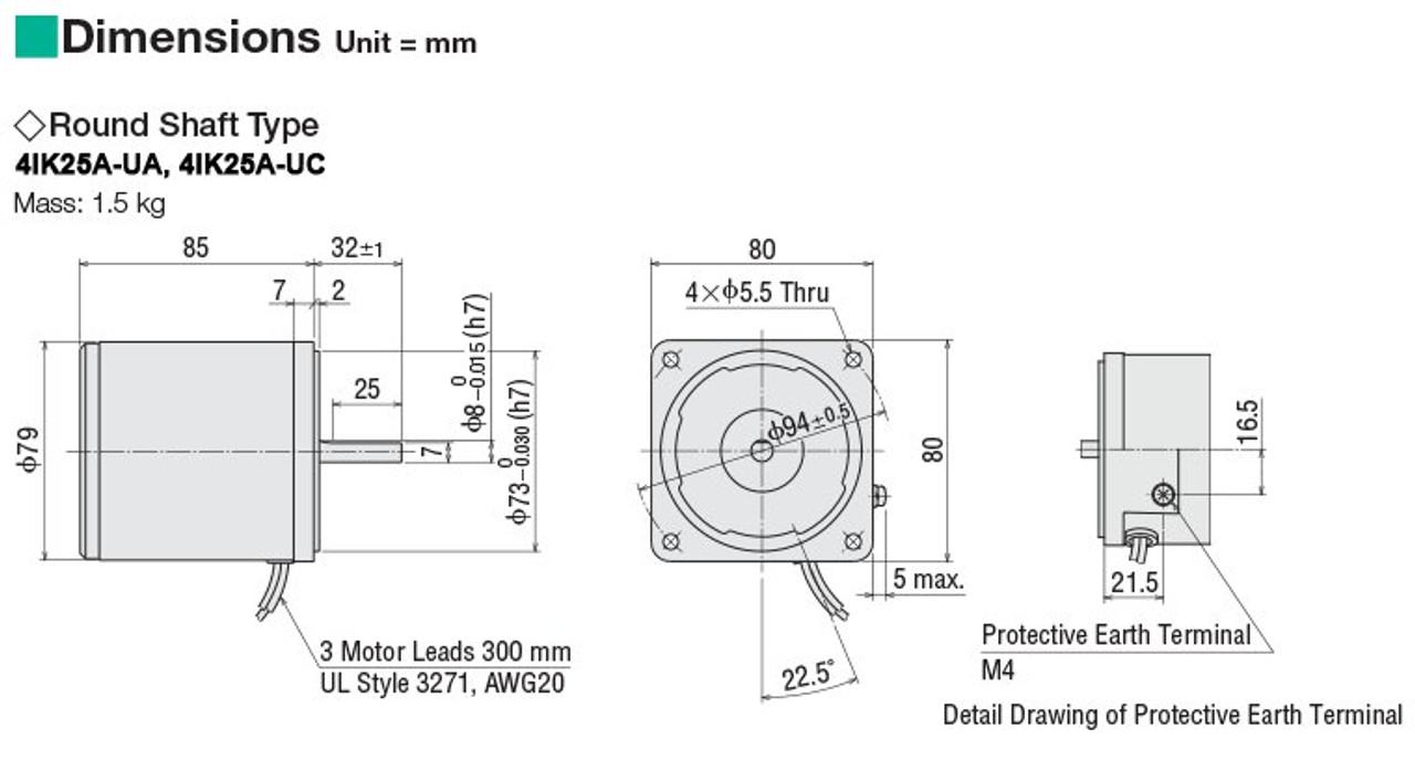 4IK25A-UA - Dimensions