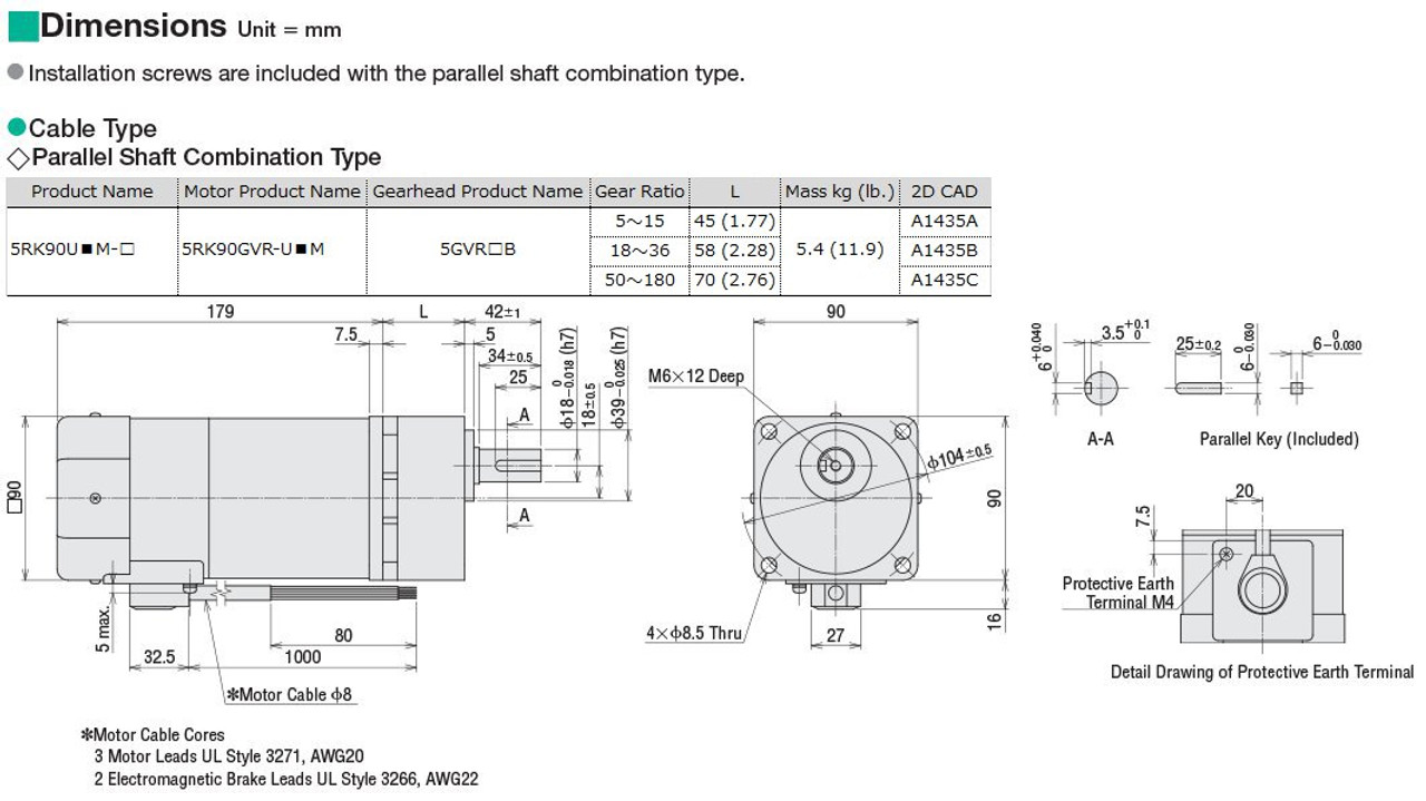 5RK90UAM-90 - Dimensions