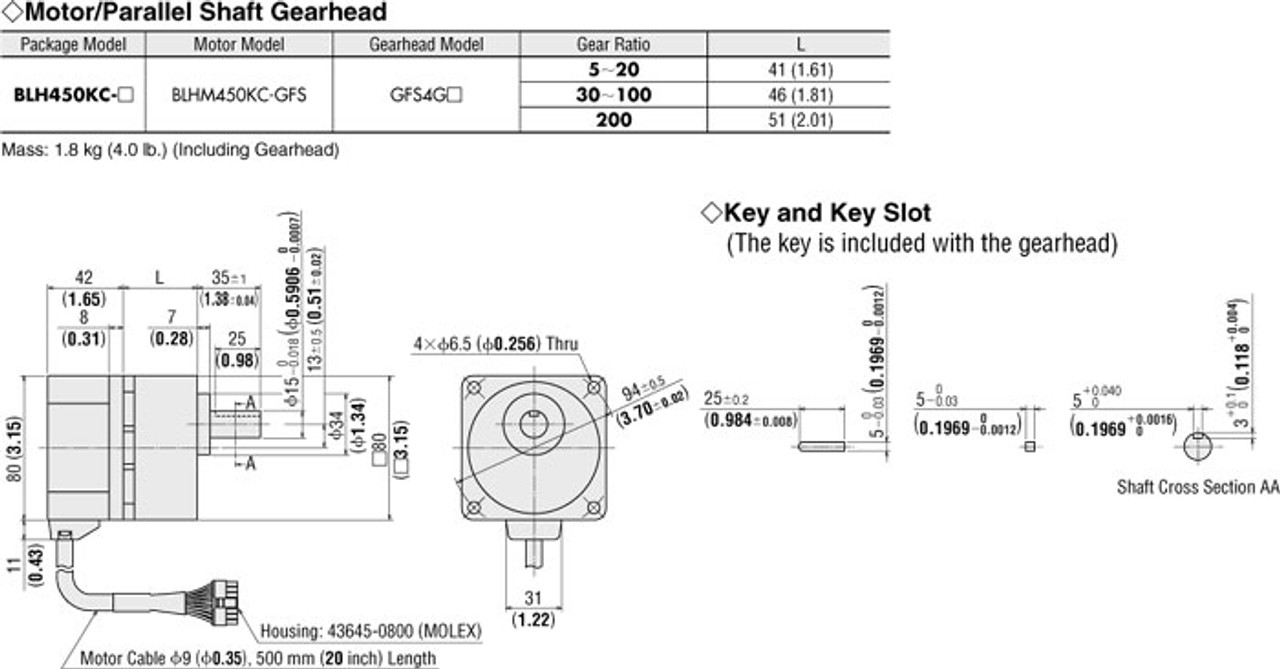 BLH450KC-200 - Dimensions