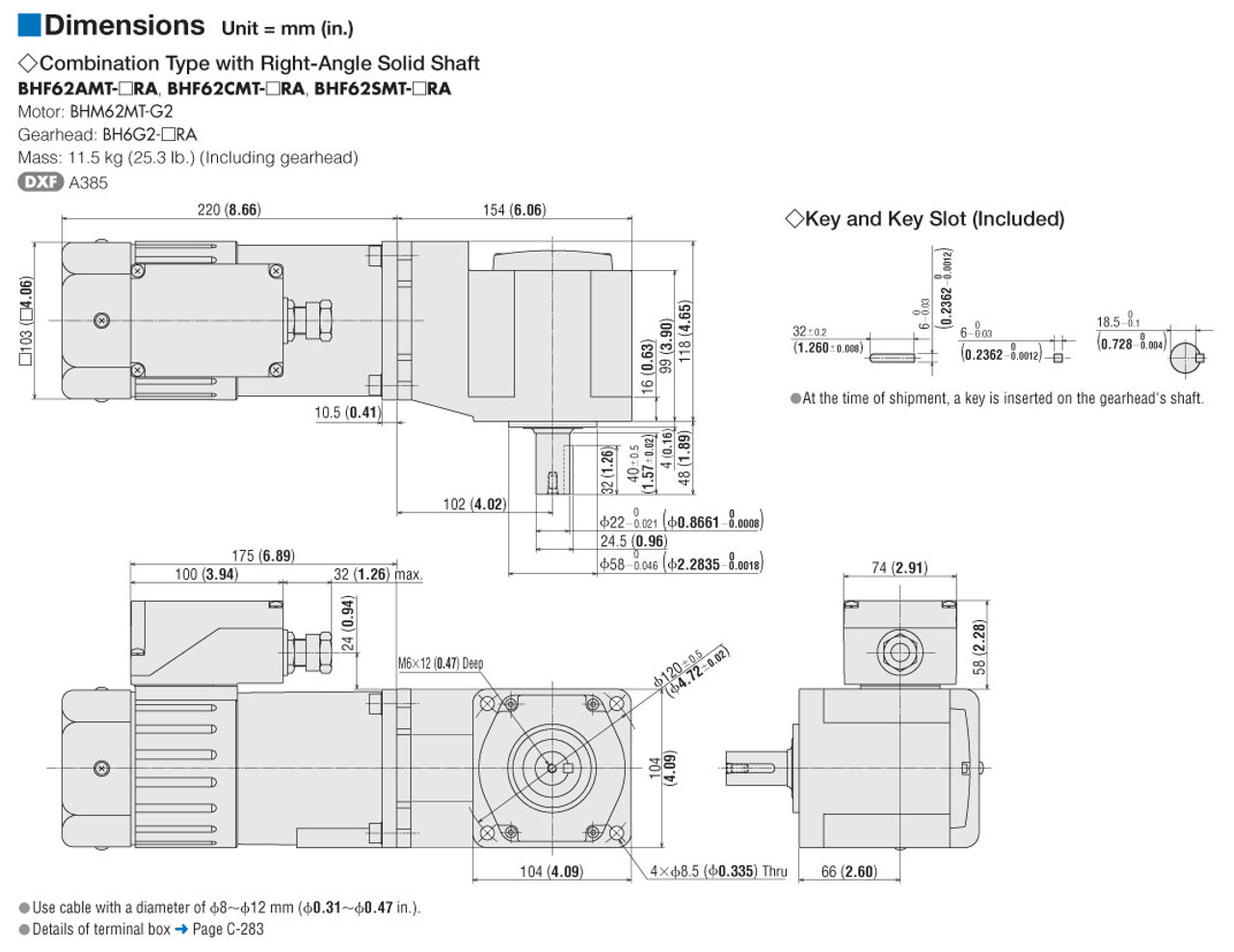 BHM62MT-G2 / BH6G2-100RA - Dimensions