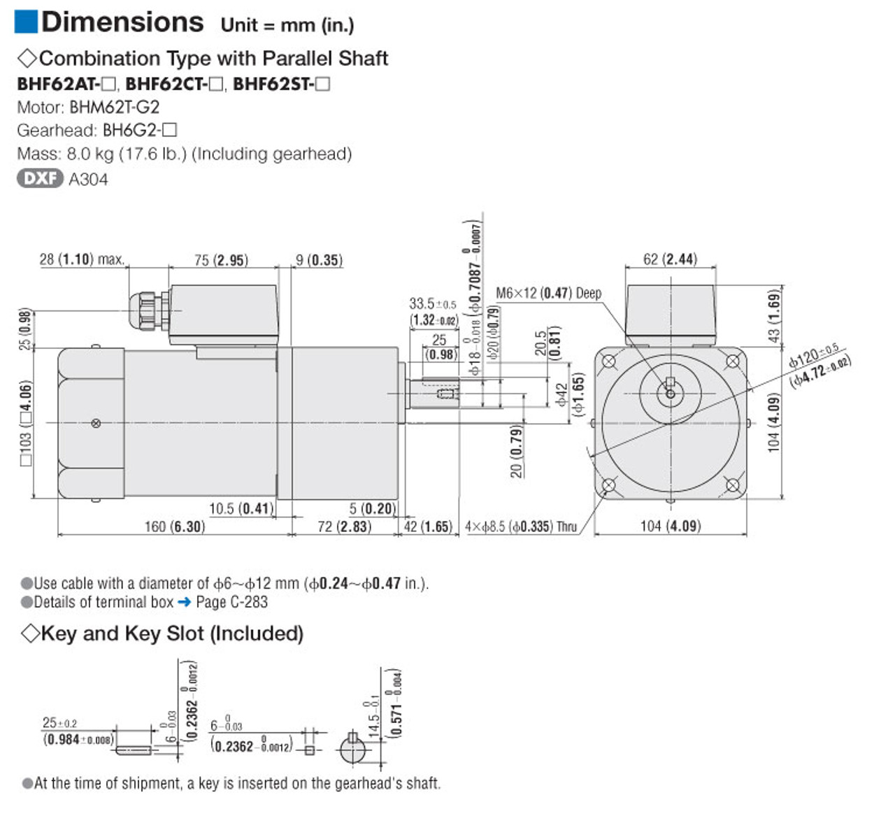 BHM62T-G2 / BH6G2-9 - Dimensions