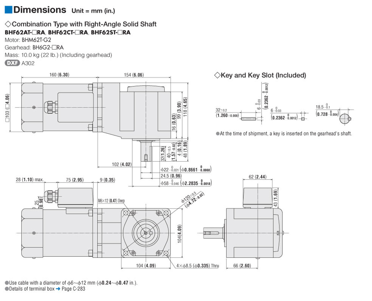 BHM62T-G2 / BH6G2-15RA - Dimensions