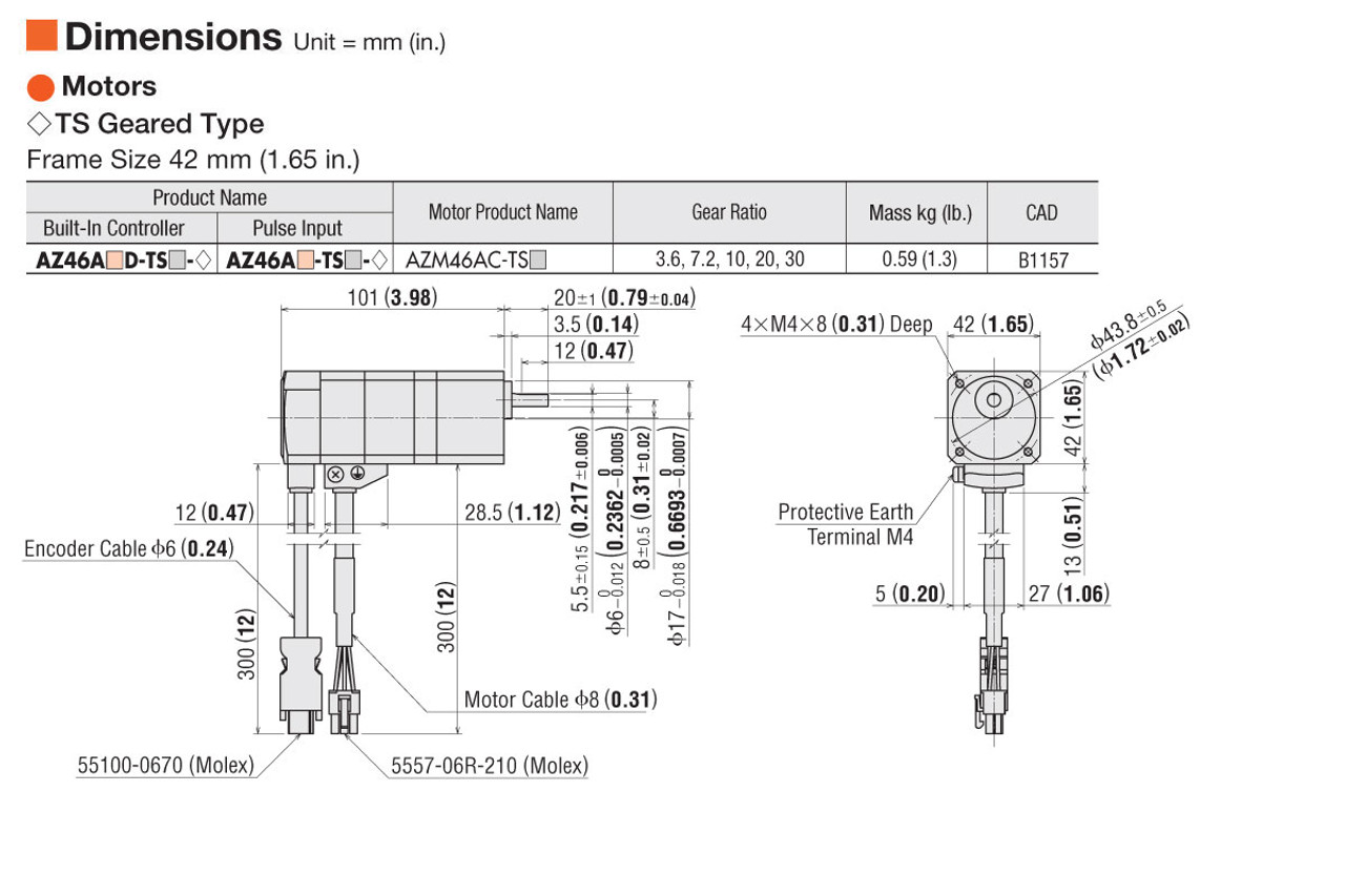 AZ46AA-TS10 - Dimensions