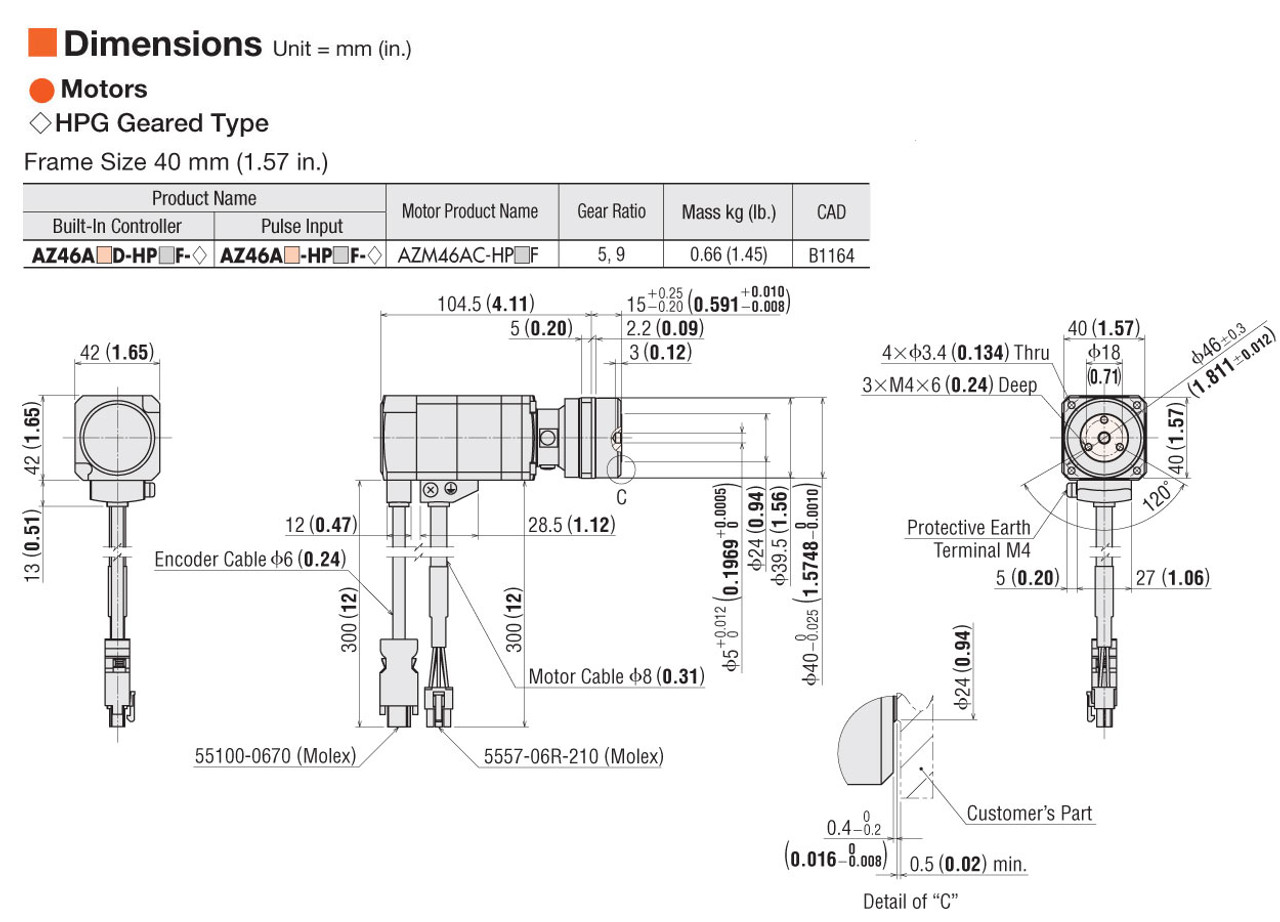 AZ46AC-HP5F - Dimensions