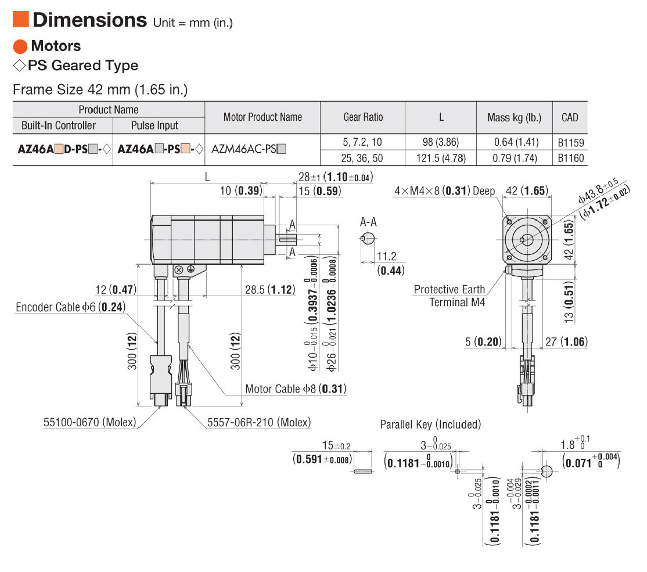 AZ46ACD-PS50 - Dimensions