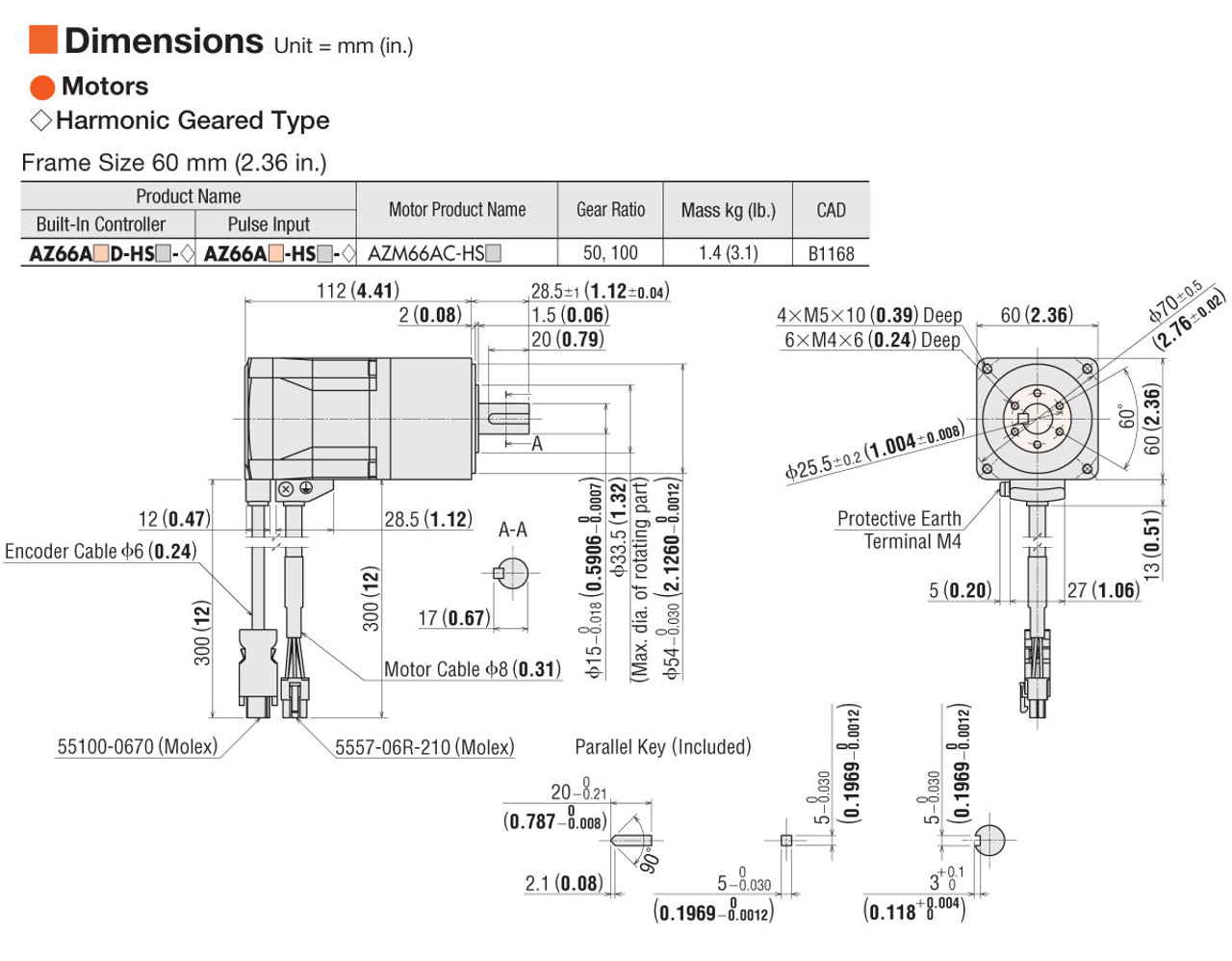 AZ66AA-HS100 - Dimensions