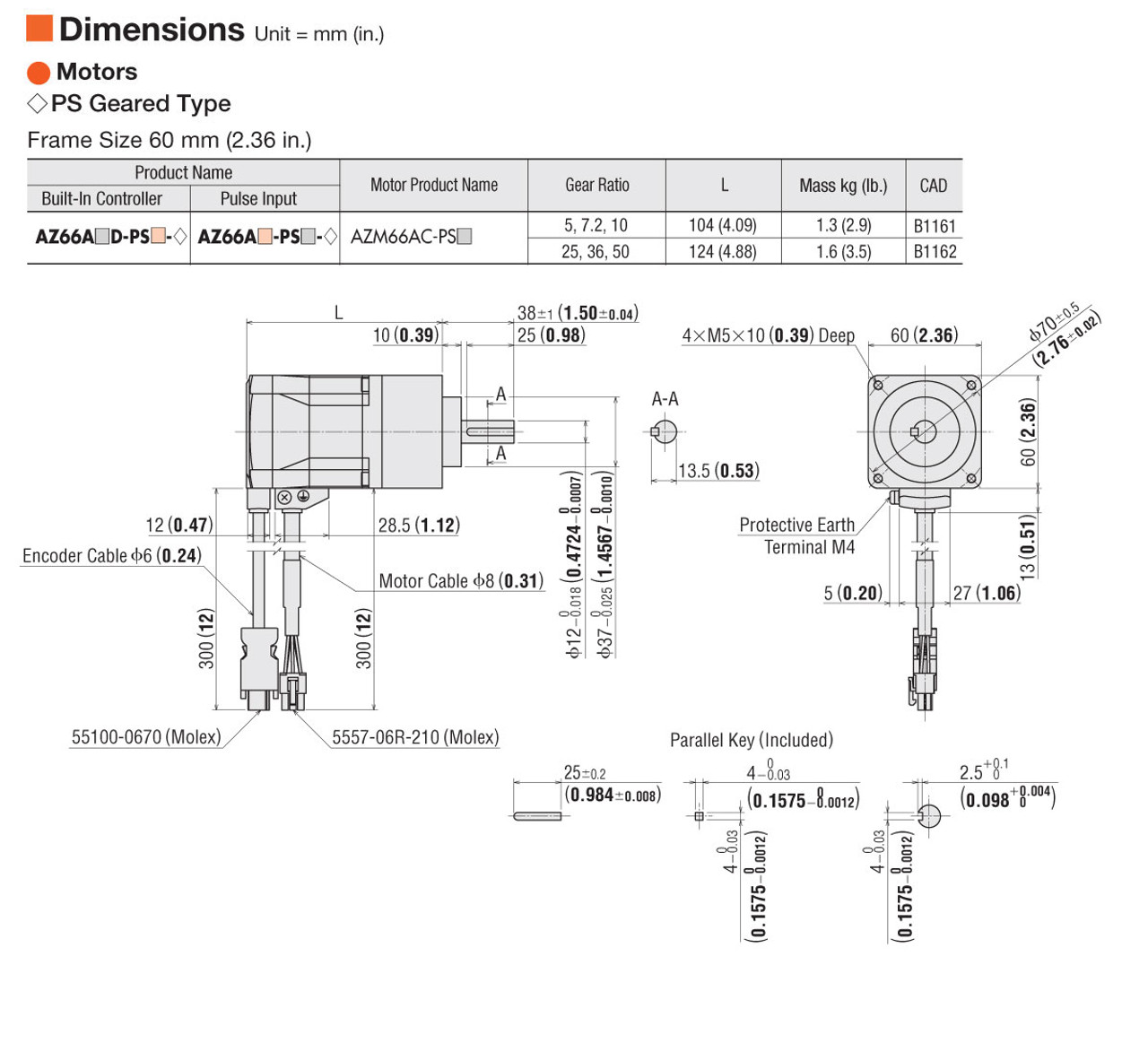 AZ66AA-PS25 - Dimensions