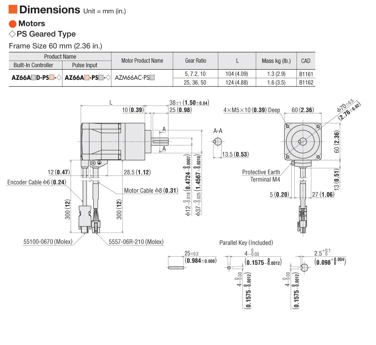 AZ66AA-PS7.2 - Dimensions