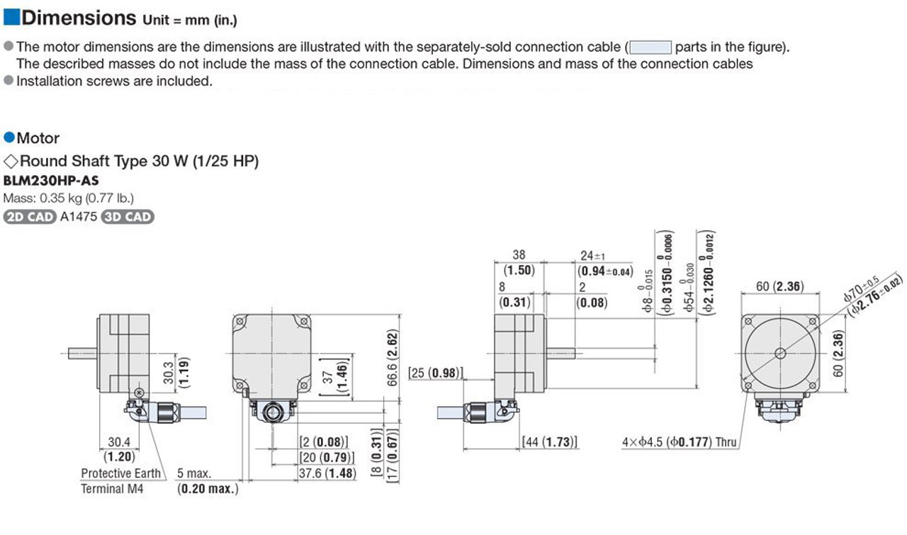 BLM230HP-AS - Dimensions