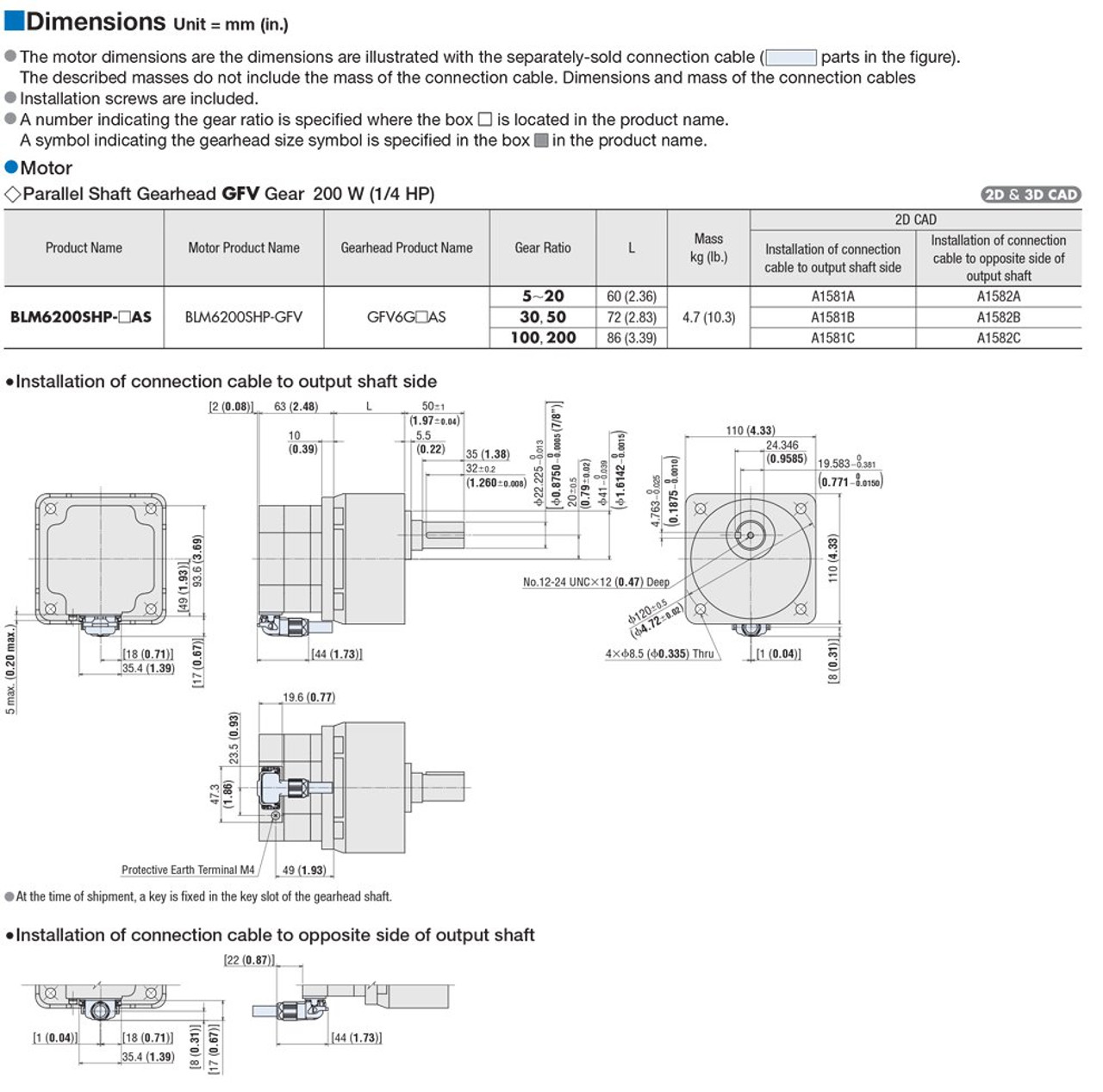 BLM6200SHP-100AS - Dimensions