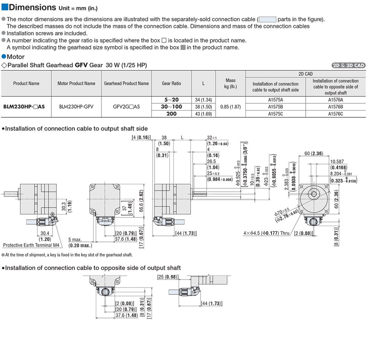 BLM230HP-15AS - Dimensions