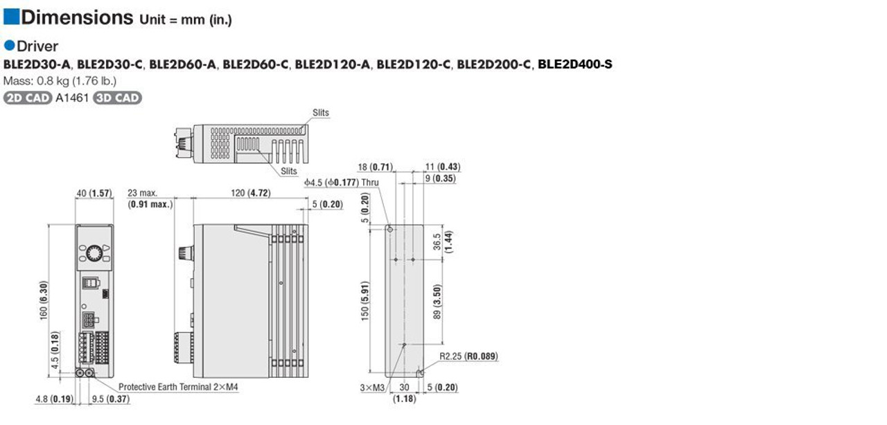 BLM5200HPK-5AB20A-L / BLE2D200-C - Dimensions