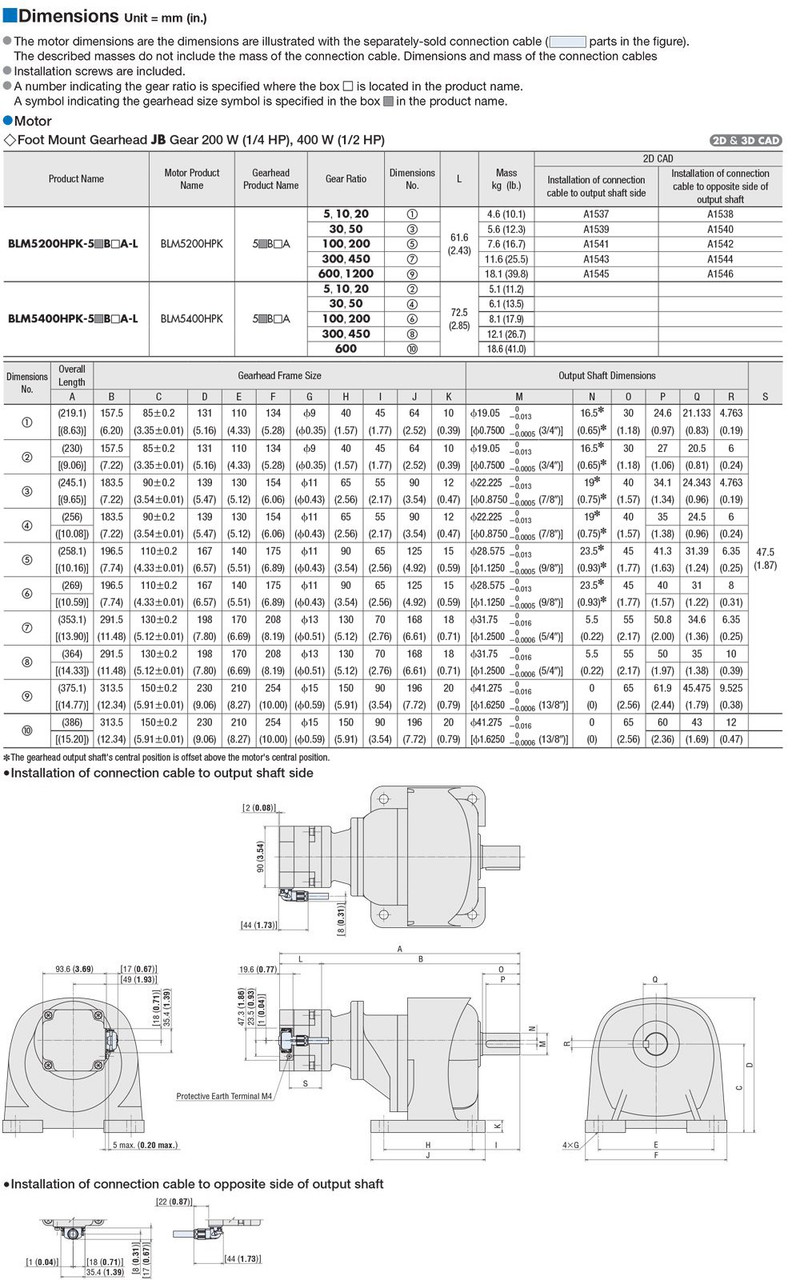 BLM5200HPK-5CB30A-L - Dimensions