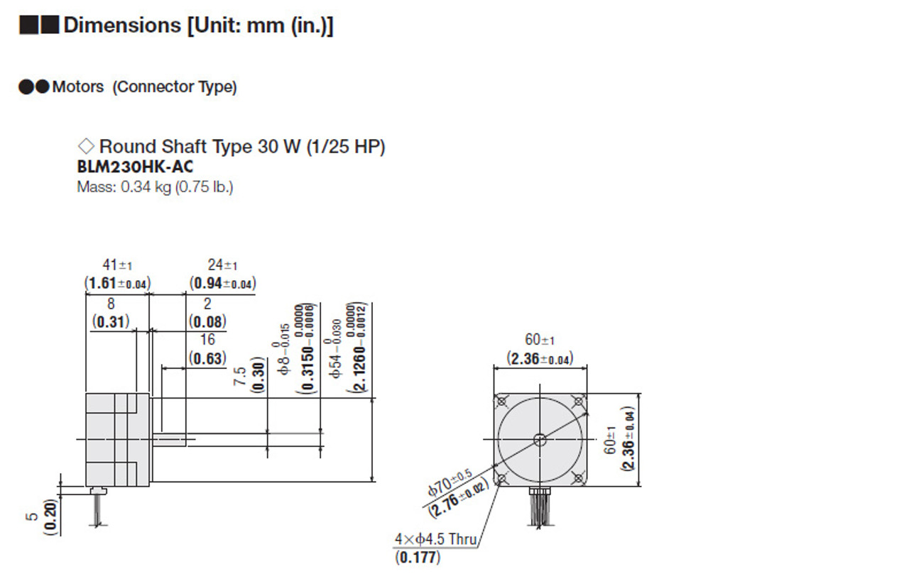 BLM230HK-AC - Dimensions