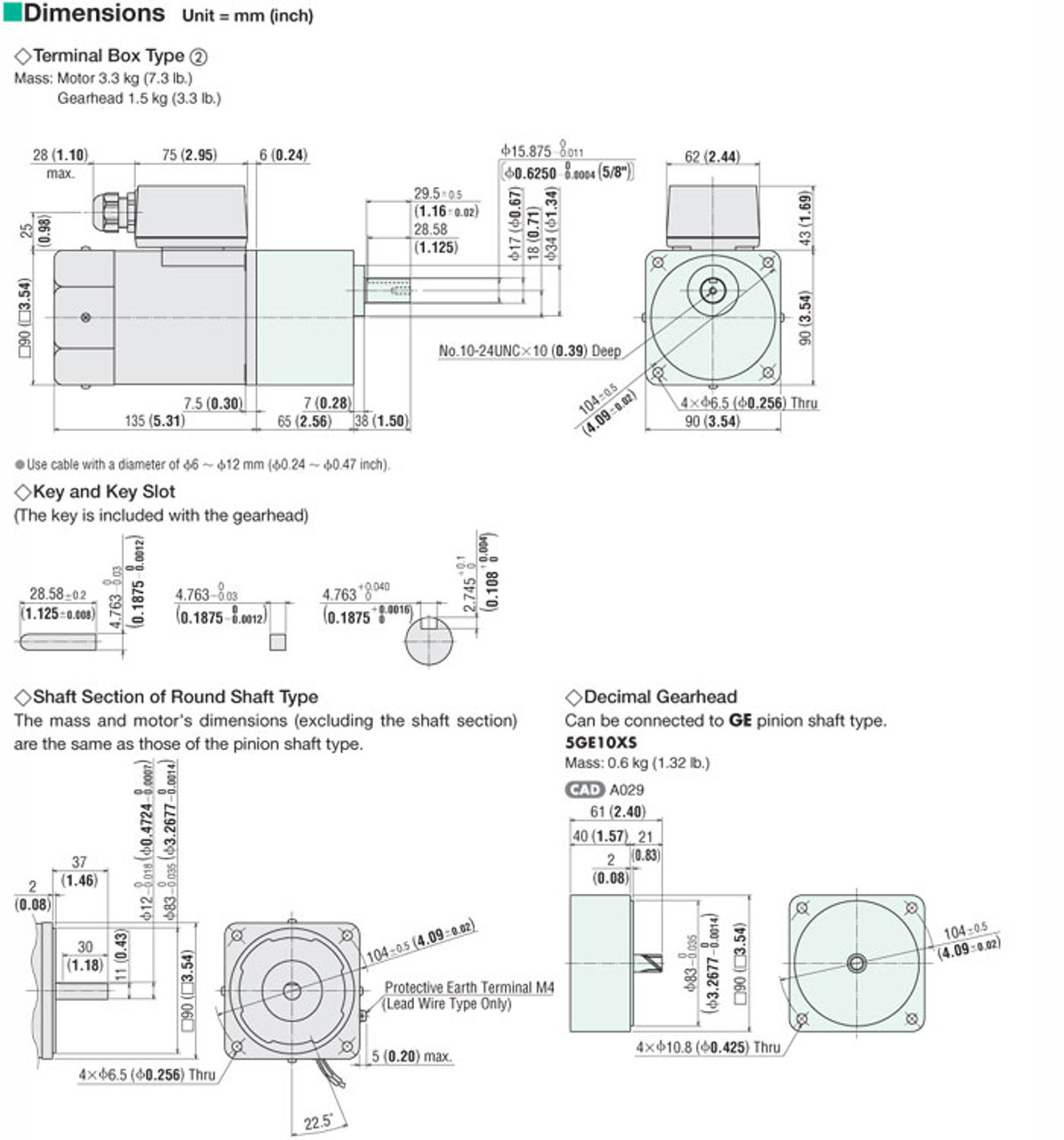 5RK90GE-AW2TU - Dimensions