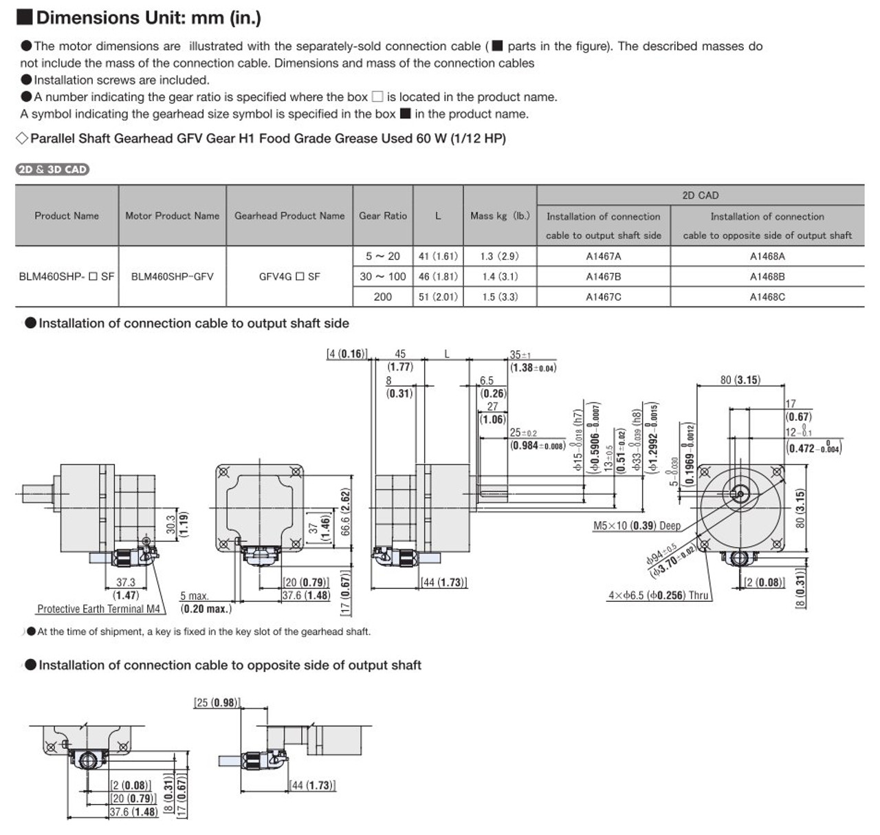 BLM460SHP-10SF - Dimensions