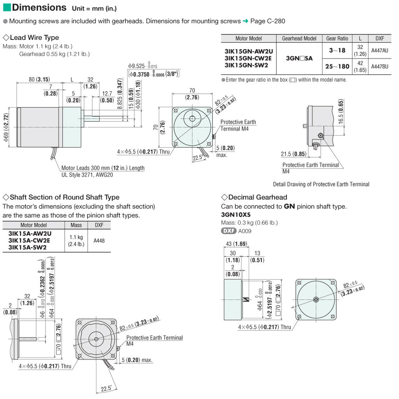 3IK15GN-CW2E / 3GN36SA - Dimensions