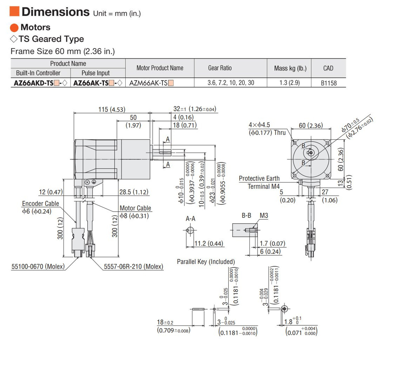 AZ66AK-TS3.6 - Dimensions