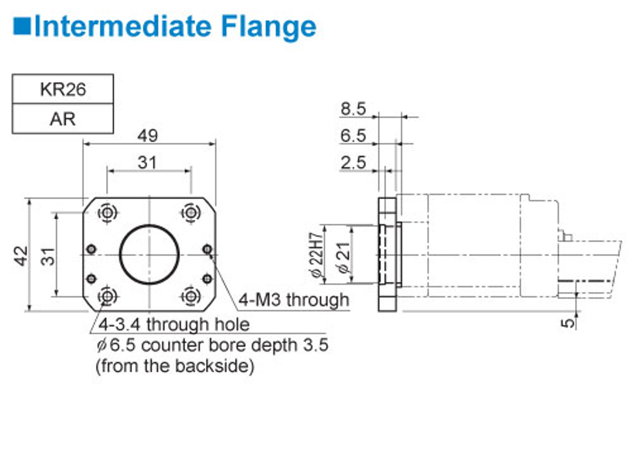 PKP243D15A-R2E-L / KR26-FLNG-R / XGL2-19C-5-5 - Dimensions