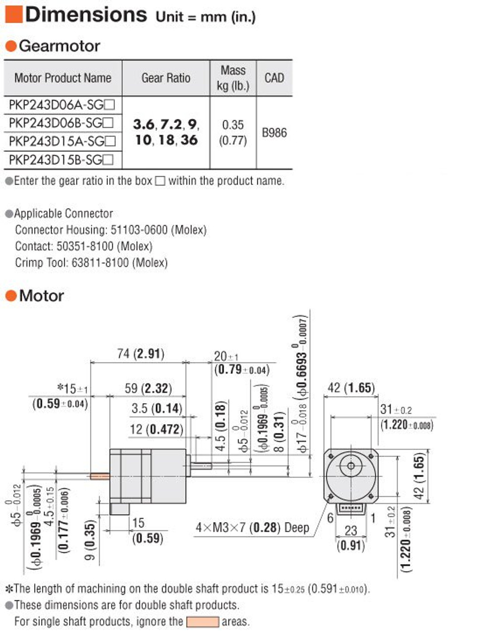 PKP243D15B-SG3.6 - Dimensions