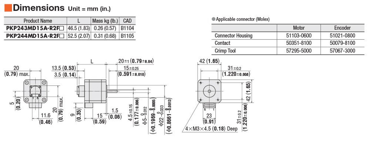 PKP243MD15A-R2F - Dimensions