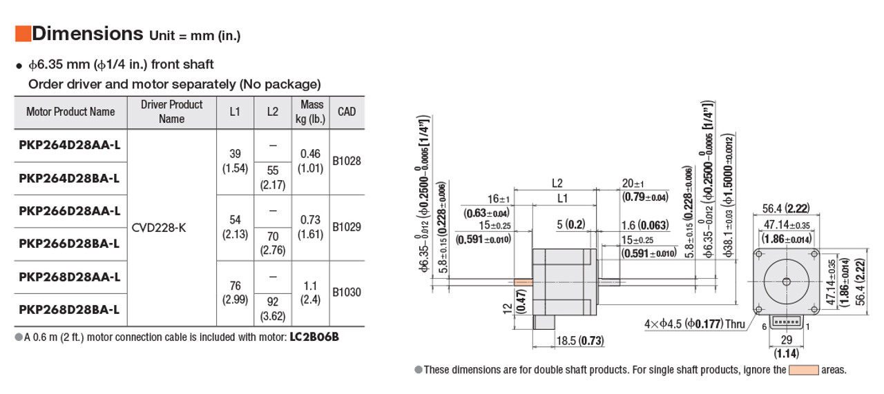 CVD228-K / PKP264D28BA-L - Dimensions