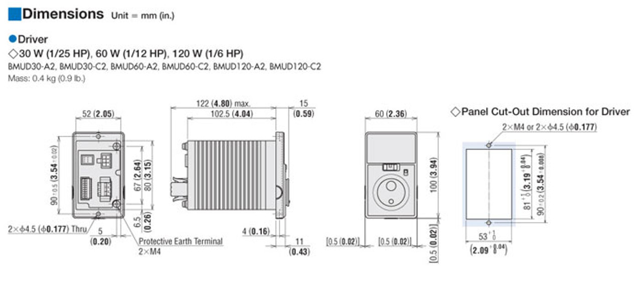 BLM460SHP-15AS / BMUD60-A2 - Dimensions